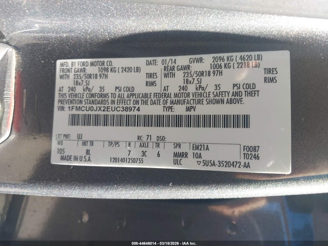 Ford Escape Titanium 2014 1FMCU0JX2EUC38974 Image 9