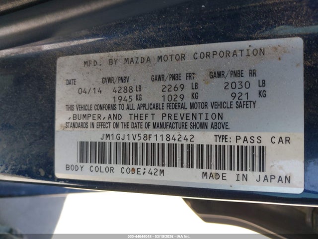 Aukcja sprzedaży 2015 Mazda Mazda6 I Touring, vin: JM1GJ1V58F1184242, numer aukcji: 44646048