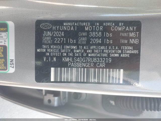 Продаж на аукціоні авто 2024 Hyundai Elantra Sel, vin: KMHLS4DG7RU833219, номер лоту: 44646084