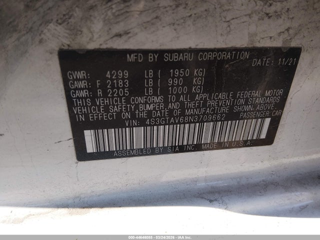 Aukcja sprzedaży 2022 Subaru Impreza Premium 5-door, vin: 4S3GTAV68N3709662, numer aukcji: 44646085