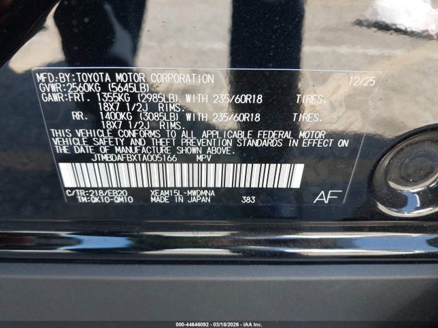 Toyota Bz Xle 2026 JTMBDAFBXTA005166 Image 9