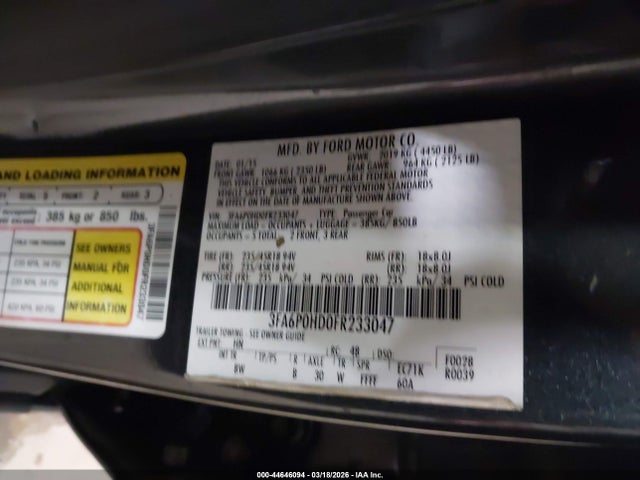 Продажа на аукционе авто 2015 Ford Fusion Se, vin: 3FA6P0HD0FR233047, номер лота: 44646094