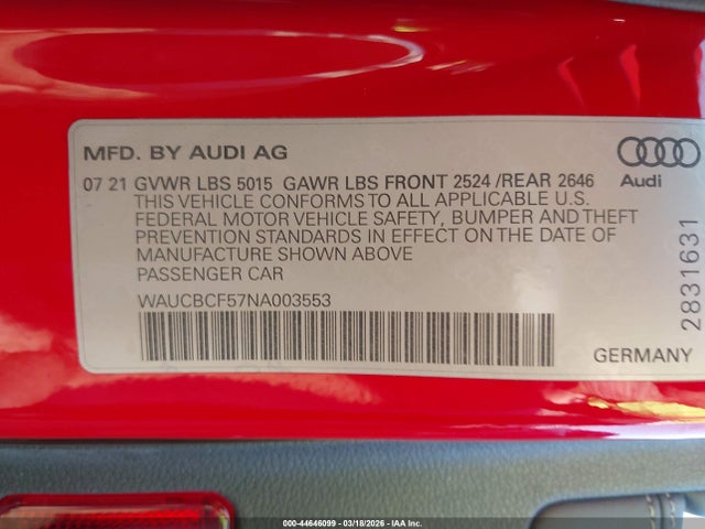 2022 AUDI A5 SPORTBACK WAUCBCF57NA003553 Photo 8