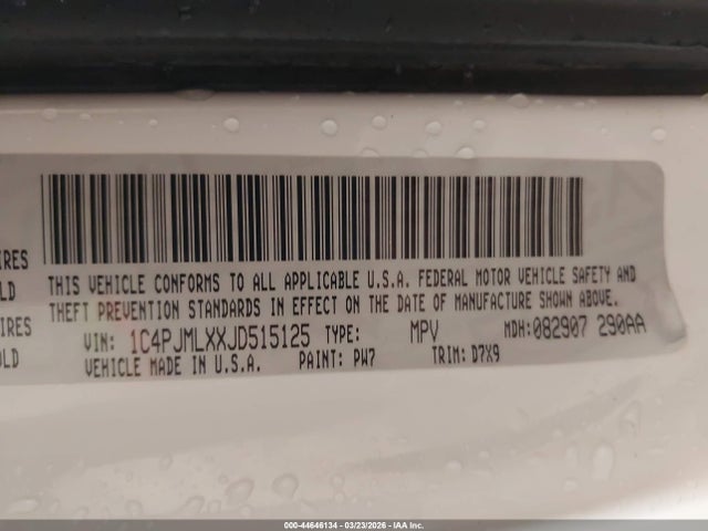 44646134 :رقم المزاد ، 1C4PJMLXXJD515125 vin ، 2018 Jeep Cherokee Latitude Plus 4x4 مزاد بيع