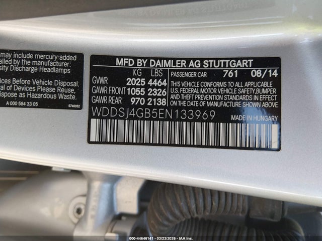 2014 Mercedes-benz Cla 250 4matic მანქანა იყიდება აუქციონზე, vin: WDDSJ4GB5EN133969, აუქციონის ნომერი: 44646141