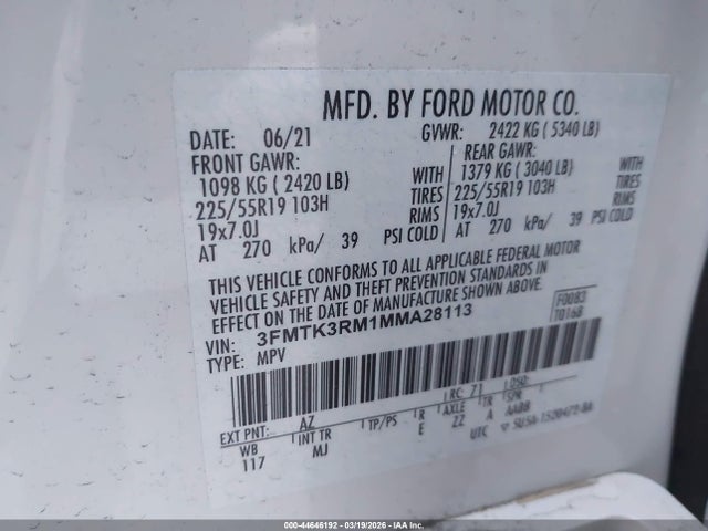 2021 FORD MUSTANG MACH-E 3FMTK3RM1MMA28113 Photo 8