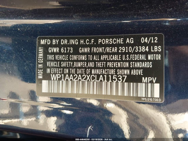 2012 PORSCHE CAYENNE WP1AA2A2XCLA11537 Photo 8