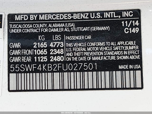 55SWF4KB2FU027501 Mercedes-Benz C 300 4matic