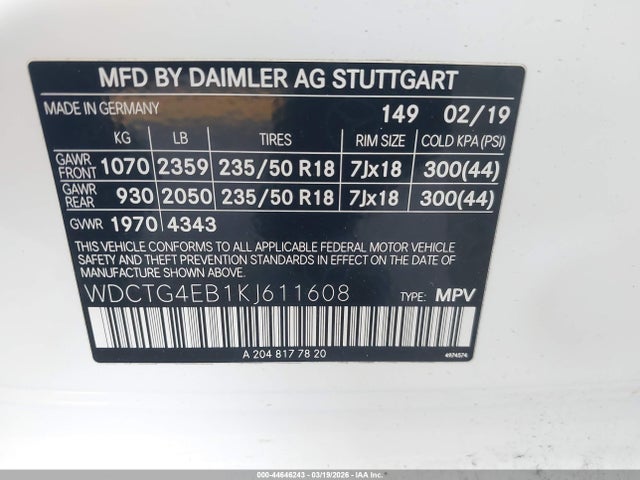 2019 MERCEDES-BENZ GLA 250 WDCTG4EB1KJ611608 Photo 8