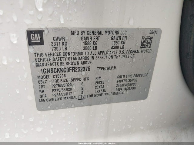1GNSCKKC0FR252376 Chevrolet Suburban 1500 Ltz