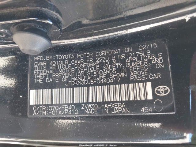 2015 TOYOTA PRIUS JTDKN3DU8F0440419 Photo 8