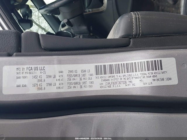 Aukcja sprzedaży 2015 Jeep Grand Cherokee Limited, vin: 1C4RJFBG9FC827228, numer aukcji: 44646299