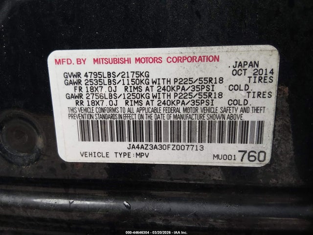 2015 MITSUBISHI OUTLANDER JA4AZ3A30FZ007713 Photo 8