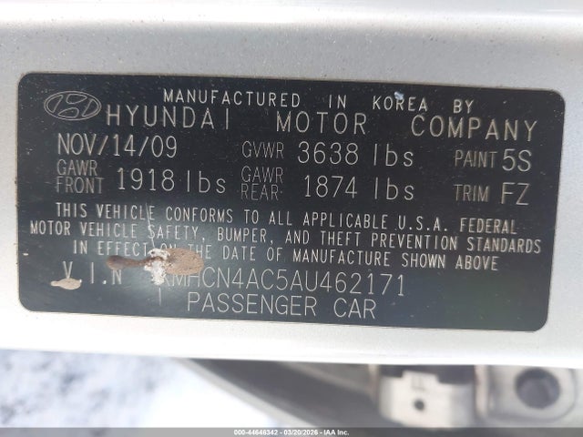 2010 HYUNDAI ACCENT KMHCN4AC5AU462171 Photo 8