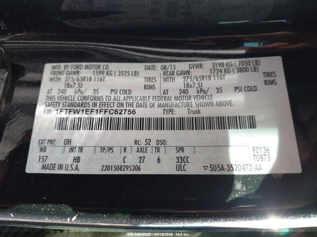 2015 FORD F-150 1FTFW1EF1FFC62756 Photo 8