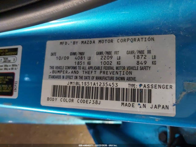 Aukcja sprzedaży 2010 Mazda Mazda3 S Sport, vin: JM1BL1S51A1235453, numer aukcji: 44646371