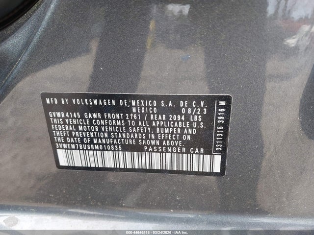 Продаж на аукціоні авто 2024 Volkswagen Jetta 1.5t Se, vin: 3VWEM7BU8RM010835, номер лоту: 44646418