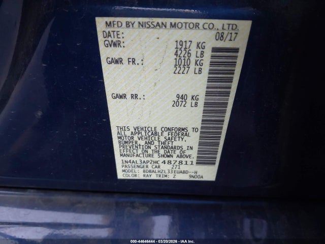 1N4AL3AP2HC487811 Nissan Altima 2.5 Sr