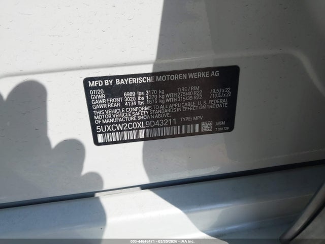Aukcja sprzedaży 2020 Bmw X7 Xdrive40i, vin: 5UXCW2C0XL9D43211, numer aukcji: 44646471