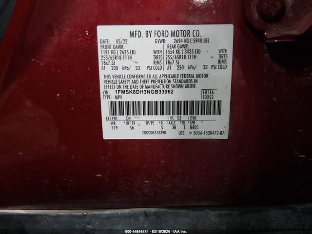 2022 FORD EXPLORER 1FMSK8DH3NGB33962 Photo 8