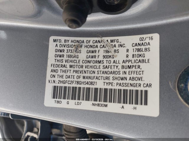 Honda CIVIC EX 2016 2HGFC2F78GH540821 Image 9