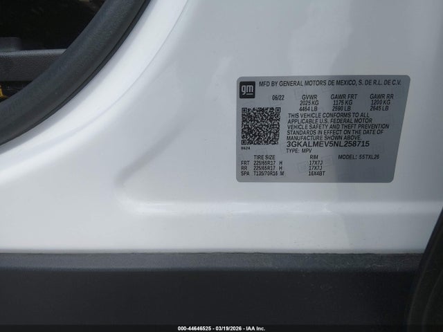 2022 Gmc Terrain Fwd Sle მანქანა იყიდება აუქციონზე, vin: 3GKALMEV5NL258715, აუქციონის ნომერი: 44646525