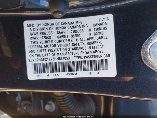 Honda Civic Ex-l 2017 2HGFC1F73HH637050 Image 9