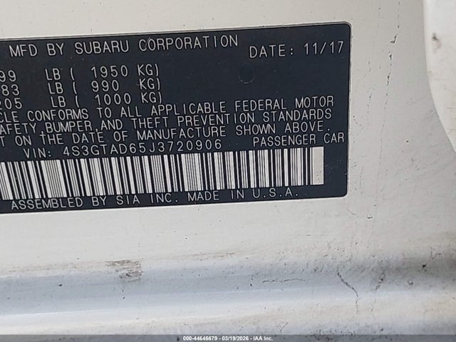 4S3GTAD65J3720906 Subaru Impreza 2.0i Premium