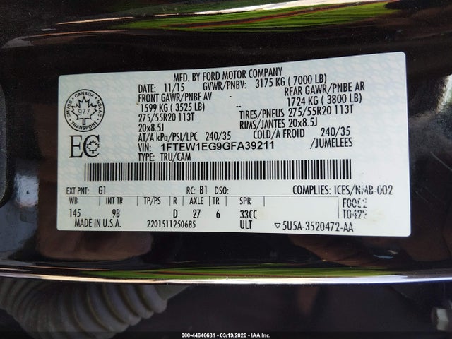 2016 FORD F-150 1FTEW1EG9GFA39211 Photo 8