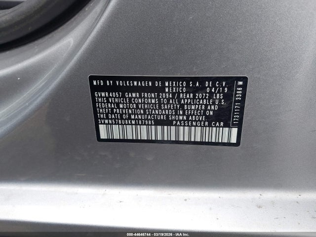 3VWN57BU8KM187985 Volkswagen Jetta 1.4t S