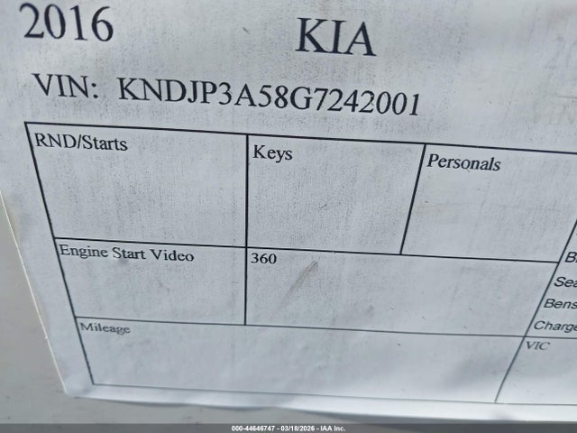 KIA SOUL + 2016 KNDJP3A58G7242001 Image 9
