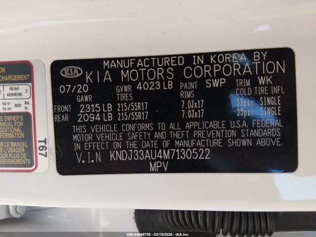 Продаж на аукціоні авто 2021 Kia Soul Ex, vin: KNDJ33AU4M7130522, номер лоту: 44646759