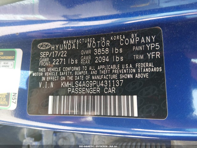 KMHLS4AG9PU431137 Hyundai ELANTRA SEL