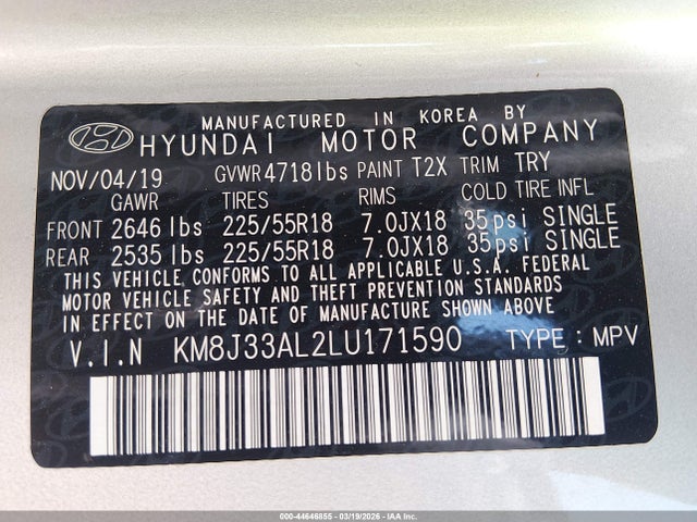 2020 HYUNDAI TUCSON KM8J33AL2LU171590 Photo 8