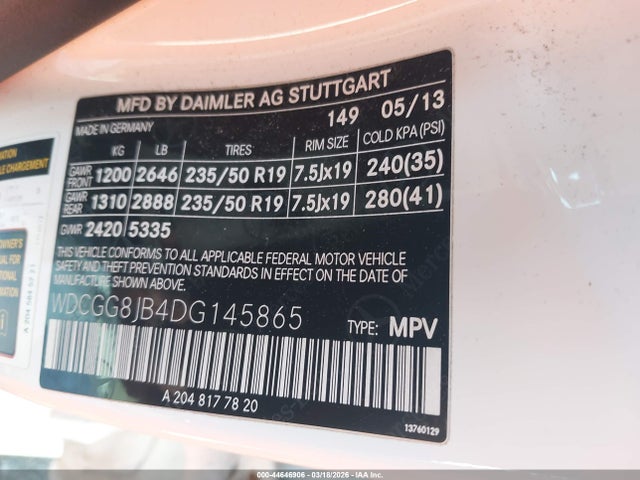 Aukcja sprzedaży 2013 Mercedes-benz Glk 350 4matic, vin: WDCGG8JB4DG145865, numer aukcji: 44646906