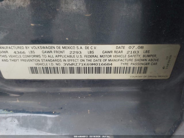 2009 VOLKSWAGEN JETTA 3VWRZ71K69M016684 Photo 8