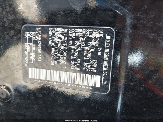 44646935 :رقم المزاد ، JN8AZ2NFXG9613238 vin ، 2016 Infiniti Qx80 مزاد بيع