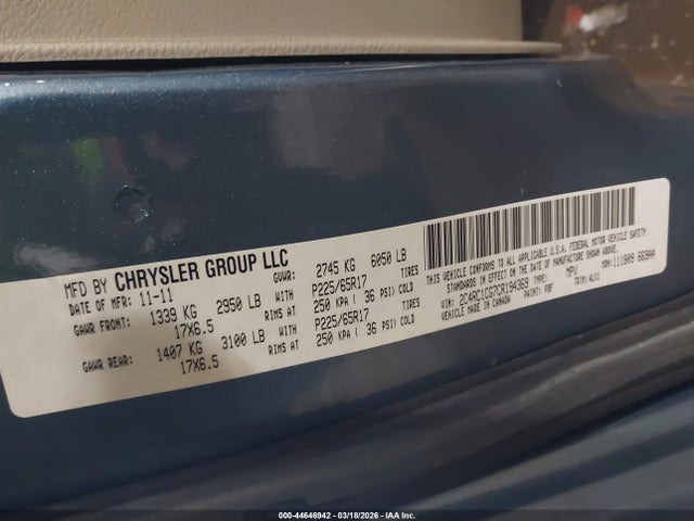 Продаж на аукціоні авто 2012 Chrysler Town & Country Touring-l, vin: 2C4RC1CG7CR194369, номер лоту: 44646942