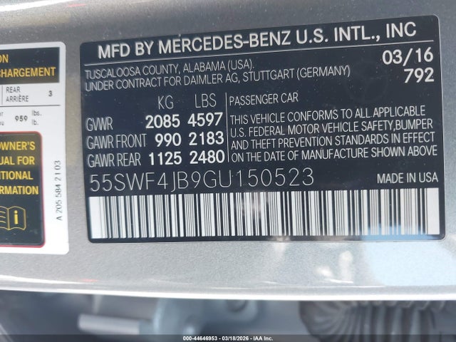 55SWF4JB9GU150523 Mercedes-Benz C 300 Sport