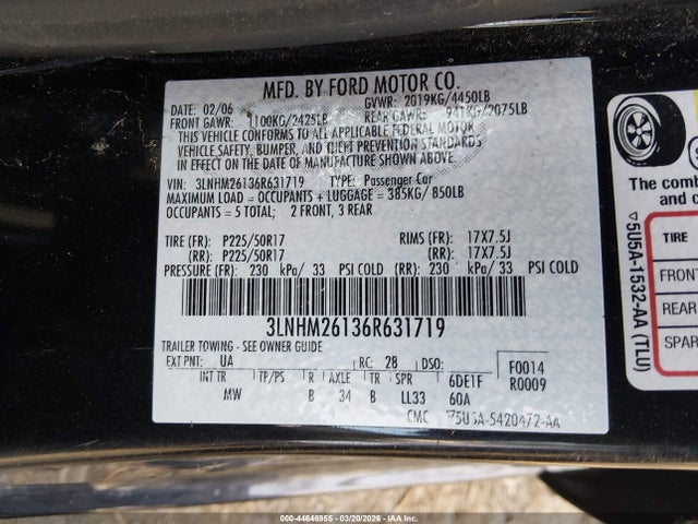 2006 LINCOLN ZEPHYR 3LNHM26136R631719 Photo 8