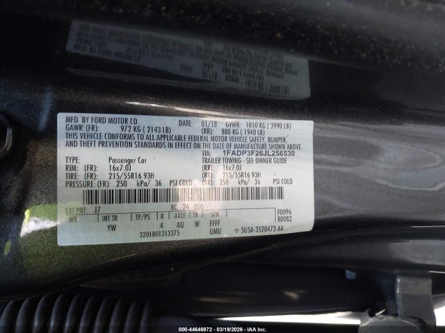 2018 FORD FOCUS 1FADP3F26JL256530 Photo 8