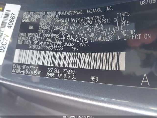 2010 TOYOTA SIENNA 5TDKK4CC3AS312229 Photo 8
