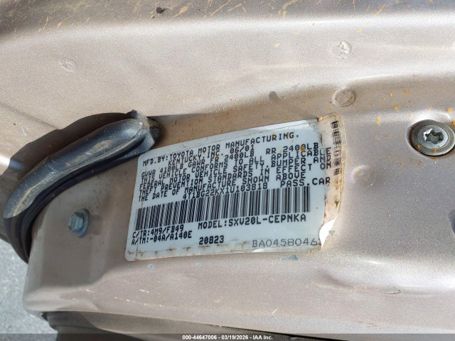 2001 TOYOTA CAMRY 4T1BG22KX1U103818 Photo 8