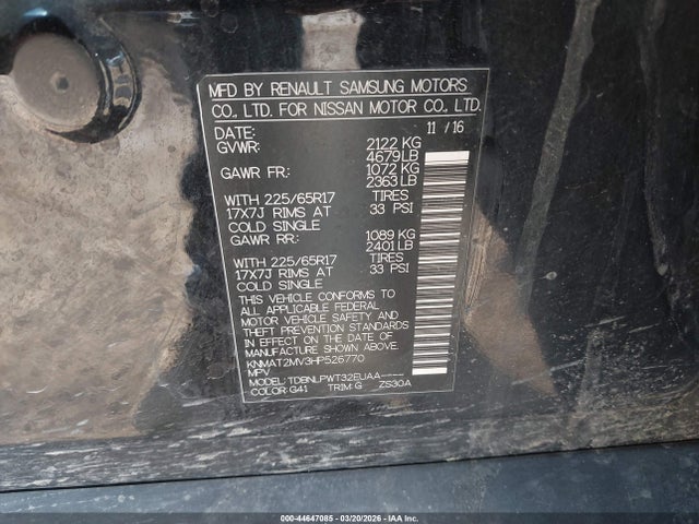 KNMAT2MV3HP526770 Nissan ROGUE S