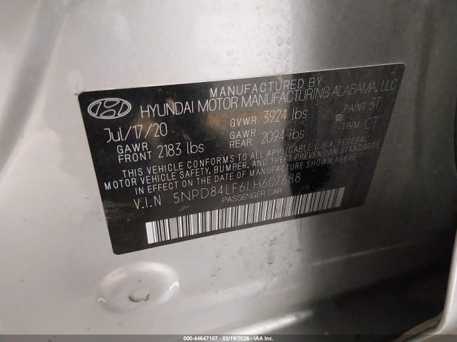 5NPD84LF6LH607688 Hyundai ELANTRA SEL