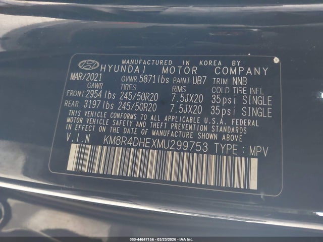 Hyundai Palisade Sel 2021 KM8R4DHEXMU299753 Image 9