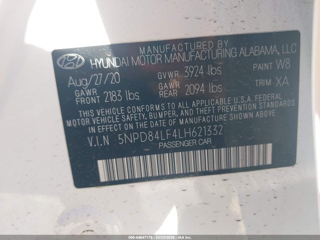 5NPD84LF4LH621332 Hyundai Elantra Value Edition