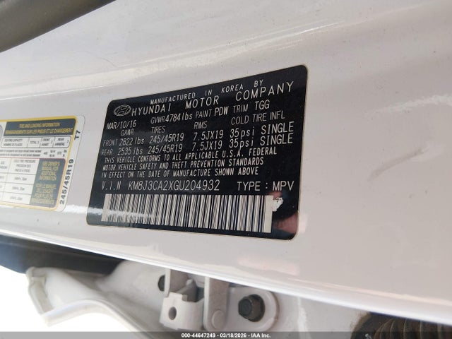 2016 HYUNDAI TUCSON KM8J3CA2XGU204932 Photo 8