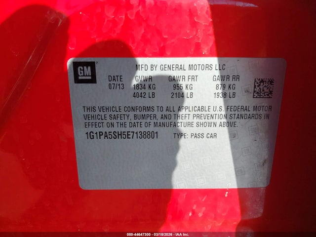 1G1PA5SH5E7138801 Chevrolet Cruze Ls Auto