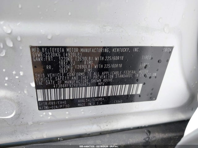 Aukcja sprzedaży 2024 Toyota Rav4 Hybrid Xle Premium, vin: 4T3B6RFV2RU168875, numer aukcji: 44647325
